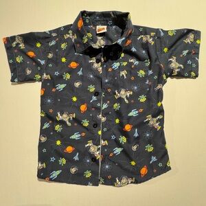 Disney Pixar Toy Story Buttondown Buzz Lightyear Collar Short Sleeve Size:5T